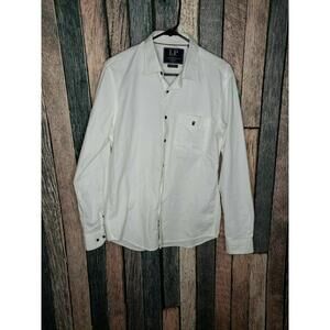 LP Louis Philippe Mens Slim Fit L/S Button Front Shirt White 42